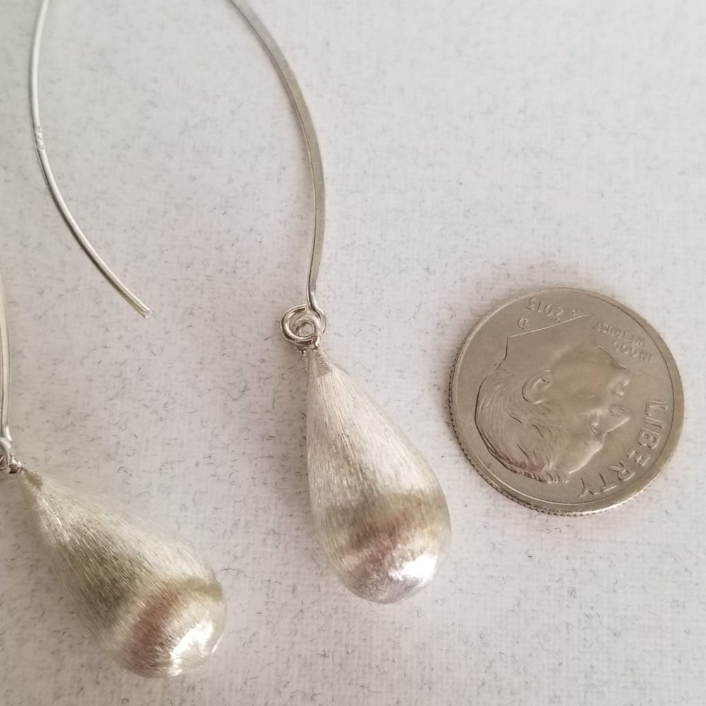 Solid 925 Sterling Silver Wire Dangle Drop Brushe… - image 5